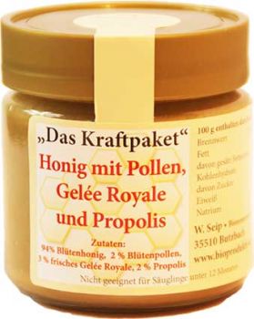 Das Kraftpaket - Gelée Royale, Pollen & Propolis im Honig - 250 g