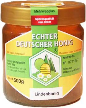 Deutscher Blütenhonig mit Linde - flüssig - 500g Glas